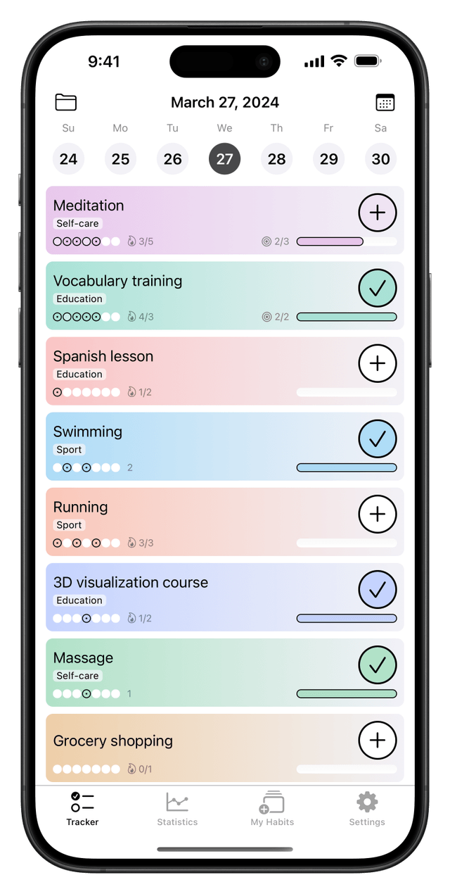 Tracker application screen